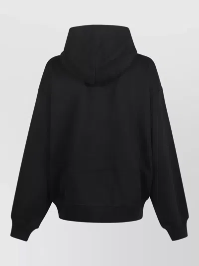 Ralph Lauren Hooded Long Sleeve Embroidered Knit Sweatshirt In Black