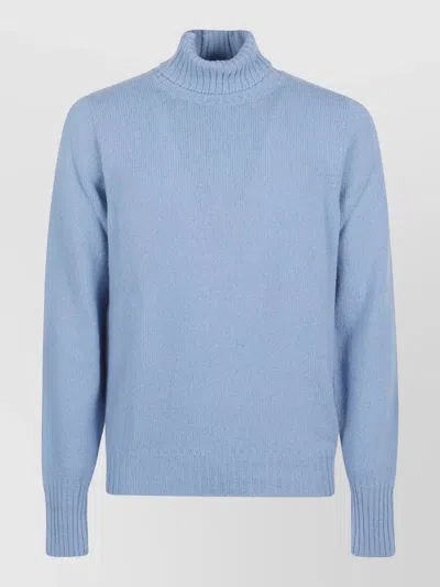 Drumohr Turtleneck Thin Wool Long Sleeves Sweather In Blue