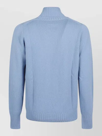 Drumohr Turtleneck Thin Wool Long Sleeves Sweather In Blue