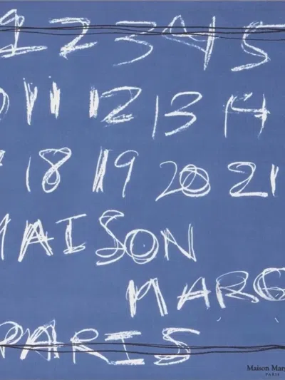 Maison Margiela Square Graphic Print Lightweight Knotted Scarf In Blue