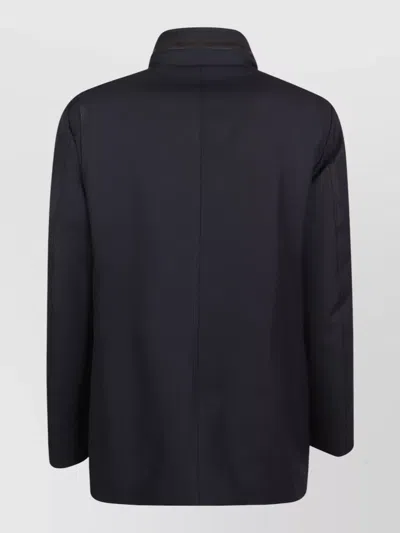 Moorer High Collar Jacket Front Pockets In Black