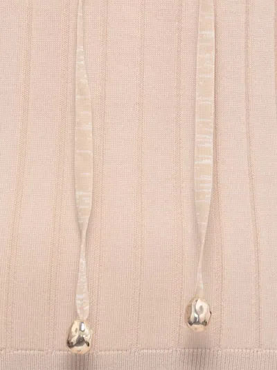 Fabiana Filippi V Neck Sweater Drawstring Detail In Neutral