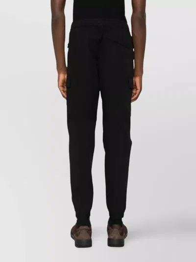Stone Island Regular Tapered Cargo Trousers With Elastic Waistband In Black