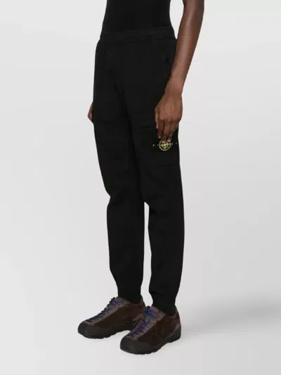 Stone Island Regular Tapered Cargo Trousers With Elastic Waistband In Black