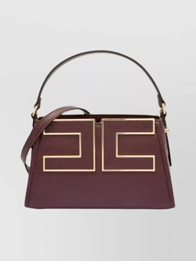 Elisabetta Franchi Structured Bucket Bag Shoulder Strap Top Handle In Red