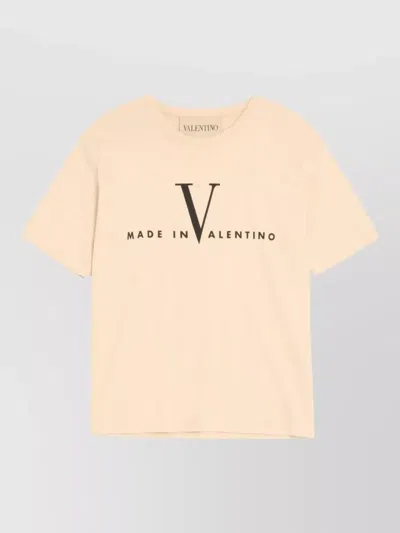 Valentino Garavani Cotton T-shirt With Made In Print Clothing In Neutral