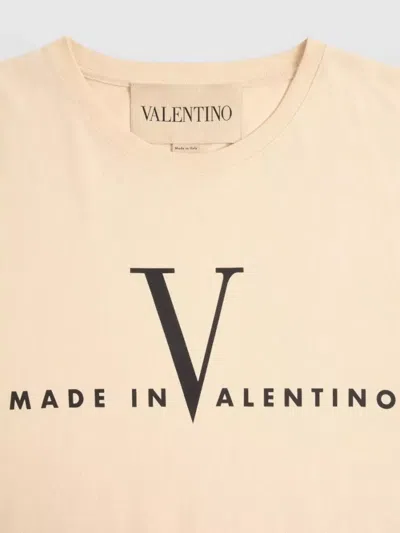 Valentino Garavani Cotton T-shirt With Made In Print Clothing In Neutral