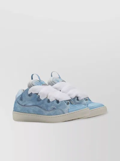Lanvin Chunky Sole Perforated Sneakers In Blue