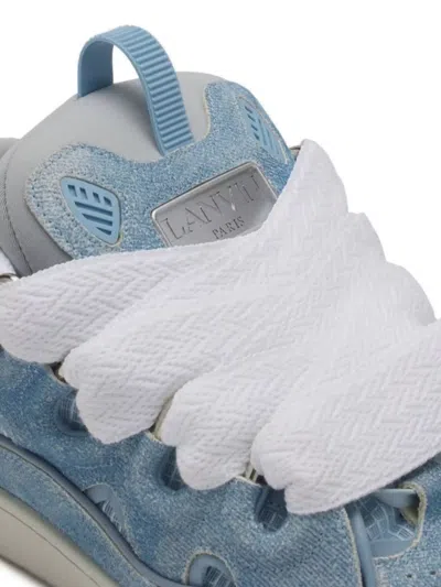 Lanvin Chunky Sole Perforated Sneakers In Blue