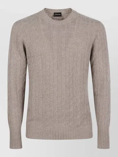 Drumohr Braided Wool Crew Neck Sweater In Gold