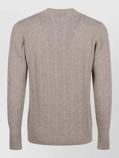 Drumohr Braided Wool Crew Neck Sweater In Gold