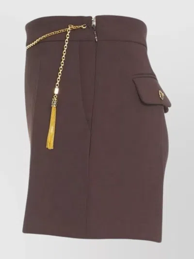 Elisabetta Franchi Stylish Shorts With Chain And Pockets In Brown