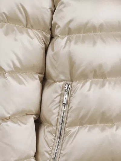 Moorer Short Quilted Down Jacket With High Collar In Neutral