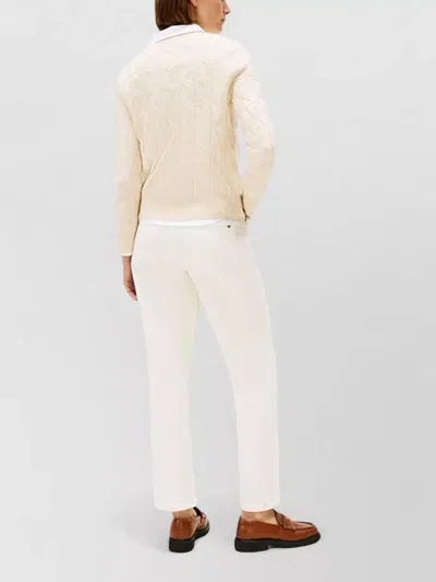 Tommy Hilfiger Textured Cable Knit Wool Pullover In Neutral