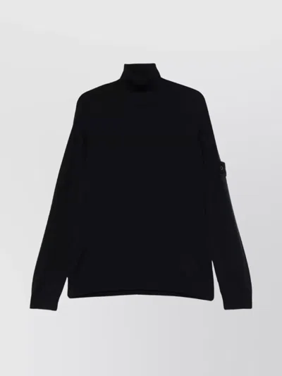 Stone Island Rws Sweater With Arm Patch And Turtleneck In Black