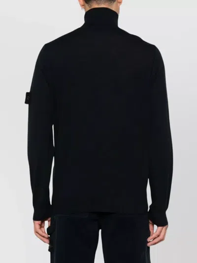 Stone Island Rws Sweater With Arm Patch And Turtleneck In Black