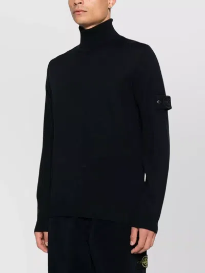 Stone Island Rws Sweater With Arm Patch And Turtleneck In Black