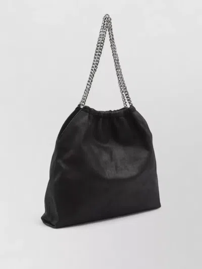 Stella Mccartney Medium Drawstring Tote Bag With Chain Strap In Black