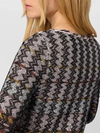 Missoni Knee-length Patterned Dress Long Sleeves In Multi