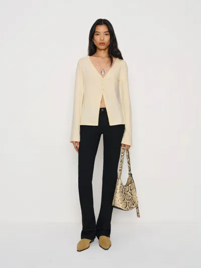 Reformation Millie Knit Top Yellow Xs In Animal Print