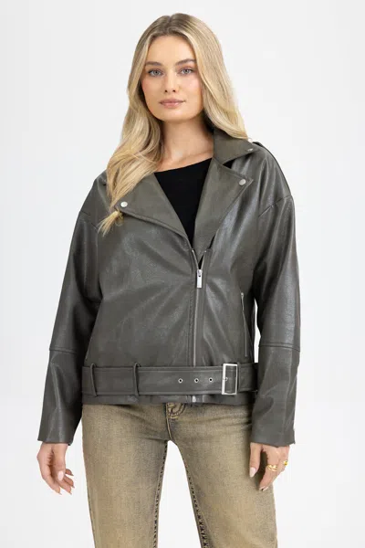 Miss Me Evie Moto Jacket - M / Olive Green In Green