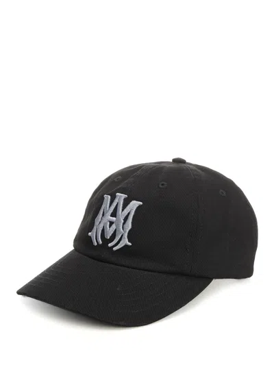 Amiri Logo Embroidered Curved Peak Hat In Black