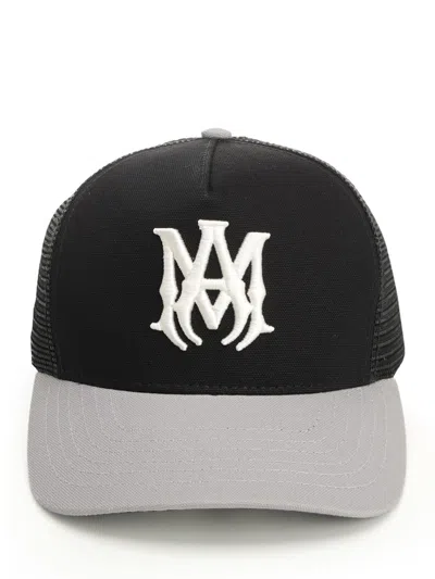 Amiri Cotton Cap With Curved Brim And Mesh Back In Black