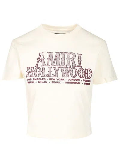 Amiri Graphic Print Crew Neck Short Sleeve Top In White