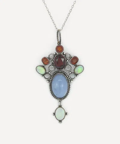 Kojis Silver Arts And Crafts Chalcedony Pendant Necklace In Silver