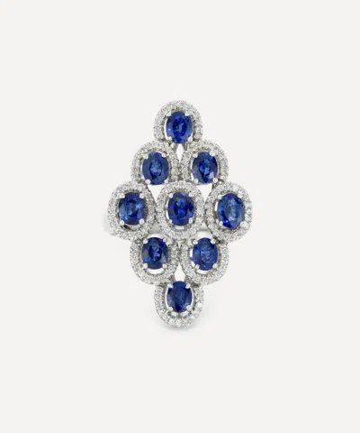 Kojis 18ct White Gold Sapphire And Diamond Multi Cluster Cocktail Ring In Gold