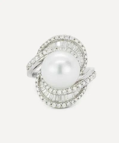 Kojis 18ct White Gold South Sea Pearl And Mix Cut Diamond Ring In Gold