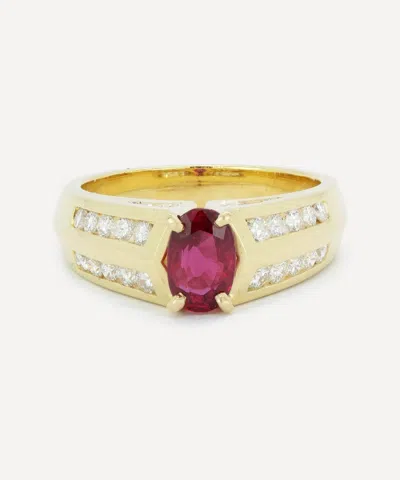 Kojis 18ct Gold Ruby And Diamond Shoulder Ring In Gold
