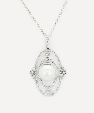 Kojis 18ct White Gold South Sea Pearl And Diamond Pendant In Gold