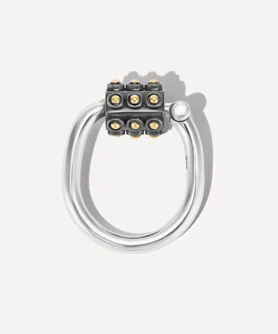 Marla Aaron Mixed Metal Ball Trundle Lock Ring In Silver