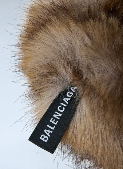 Balenciaga Women Faux Fur Hair Scrunchie In Brown