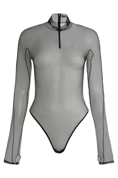 Mugler Technical Fabric Bodysuit In Black