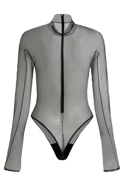 Mugler Technical Fabric Bodysuit In Black