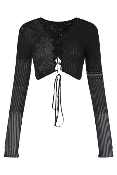 Roberta Einer Loona Long Sleeve Crop Top In Black