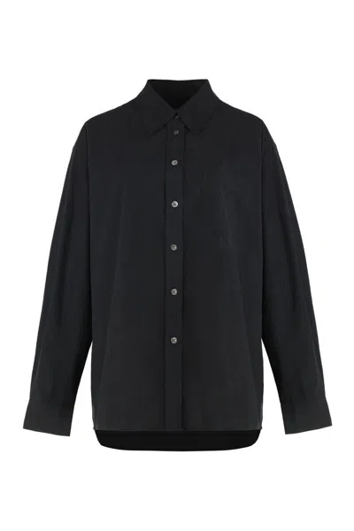 Our Legacy Poplin Shirt With Shaping Darts And Rounded Hem In Black