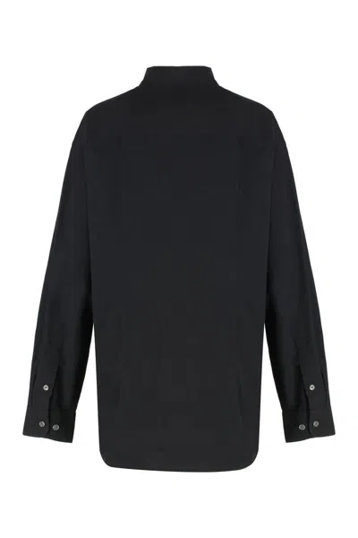 Our Legacy Poplin Shirt With Shaping Darts And Rounded Hem In Black
