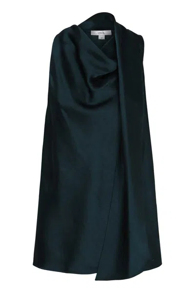 Vince Satin Top With Scarf In Blue