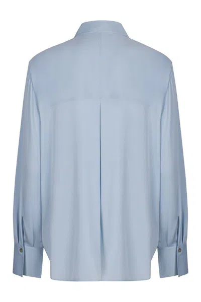 Vince Silk Shirt With Long Sleeves In Blue
