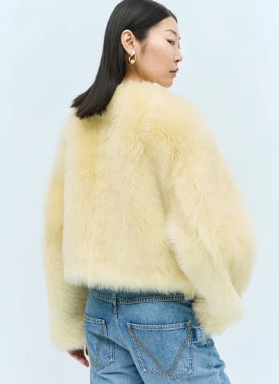 Bottega Veneta Women Shearling Cropped Jacket In Animal Print
