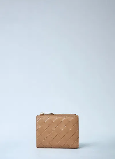 Bottega Veneta Women Small Bi-fold Intrecciato Wallet In Brown