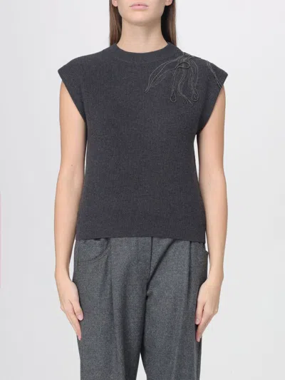 Brunello Cucinelli Waistcoat  Woman Color Black In Gray