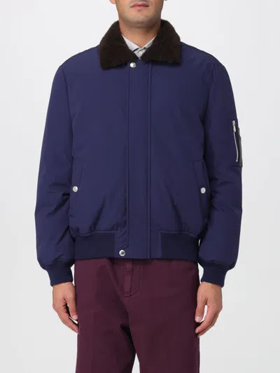 Brunello Cucinelli Down Jacket Nylon Shearling Collar In Blue