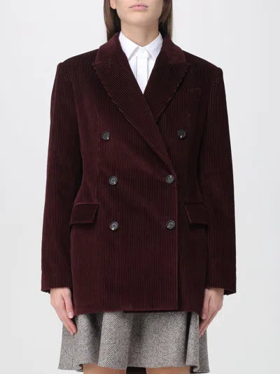 Brunello Cucinelli Bordeaux Velvet Double-breasted Jacket In Burgundy