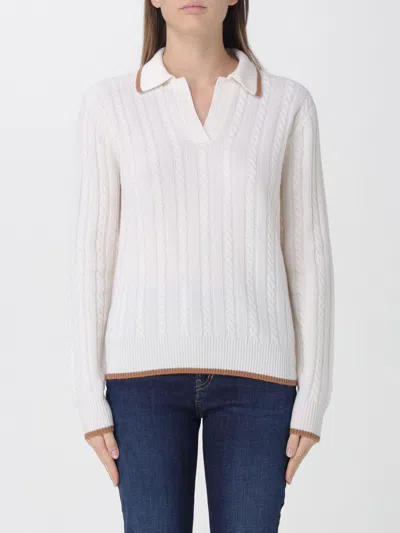 Mc2 Saint Barth Long Sleeves Knit Braid Polo In White