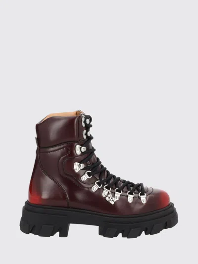 Ganni Burgundy Cleated Mountain Boots In Burgundy