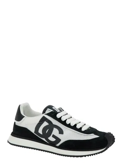 Dolce & Gabbana Suede And Mesh Dg Cushion Sneakers Shoes In Multi